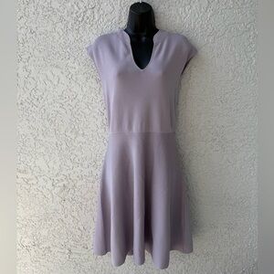 Ted Baker lilac sleeveless Skater Dress v-neck stitch details size 5/ XL